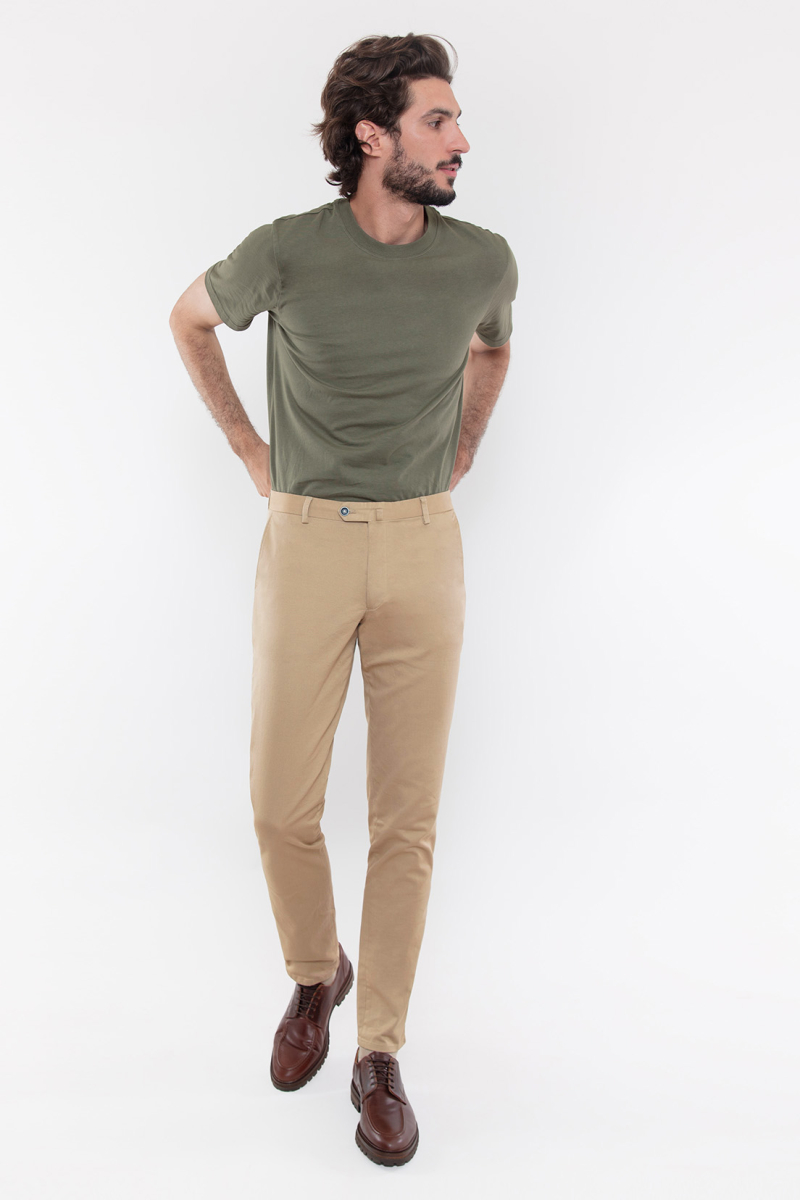 Chemise homme luxe haut de gamme : Pantalon chino beige Taille S